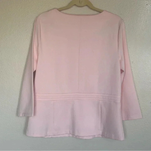 Talbots Pink Peplum Preppy Work Pink Top L Brass Buckle - Picture 4 of 10